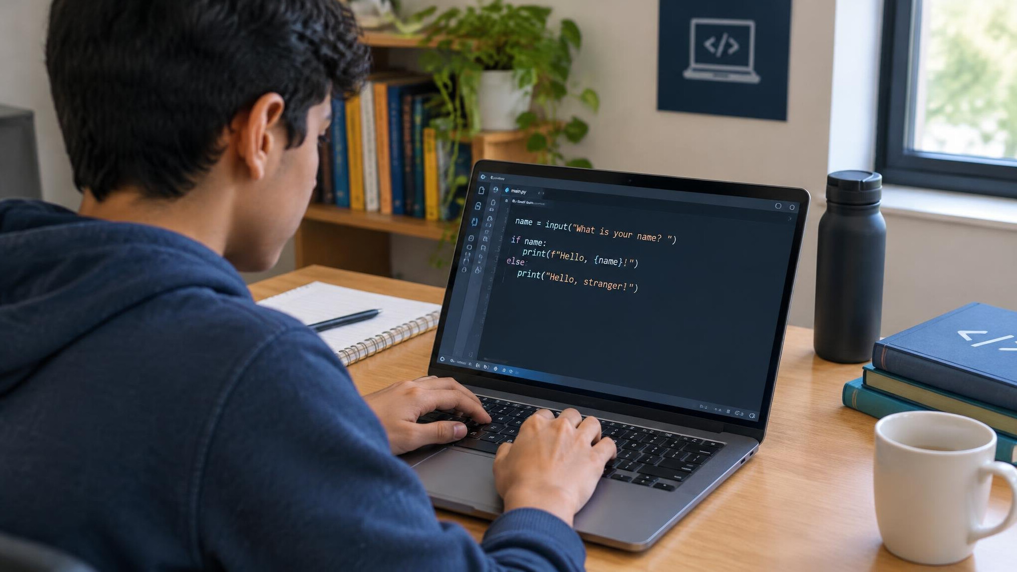 person learning to code on laptop